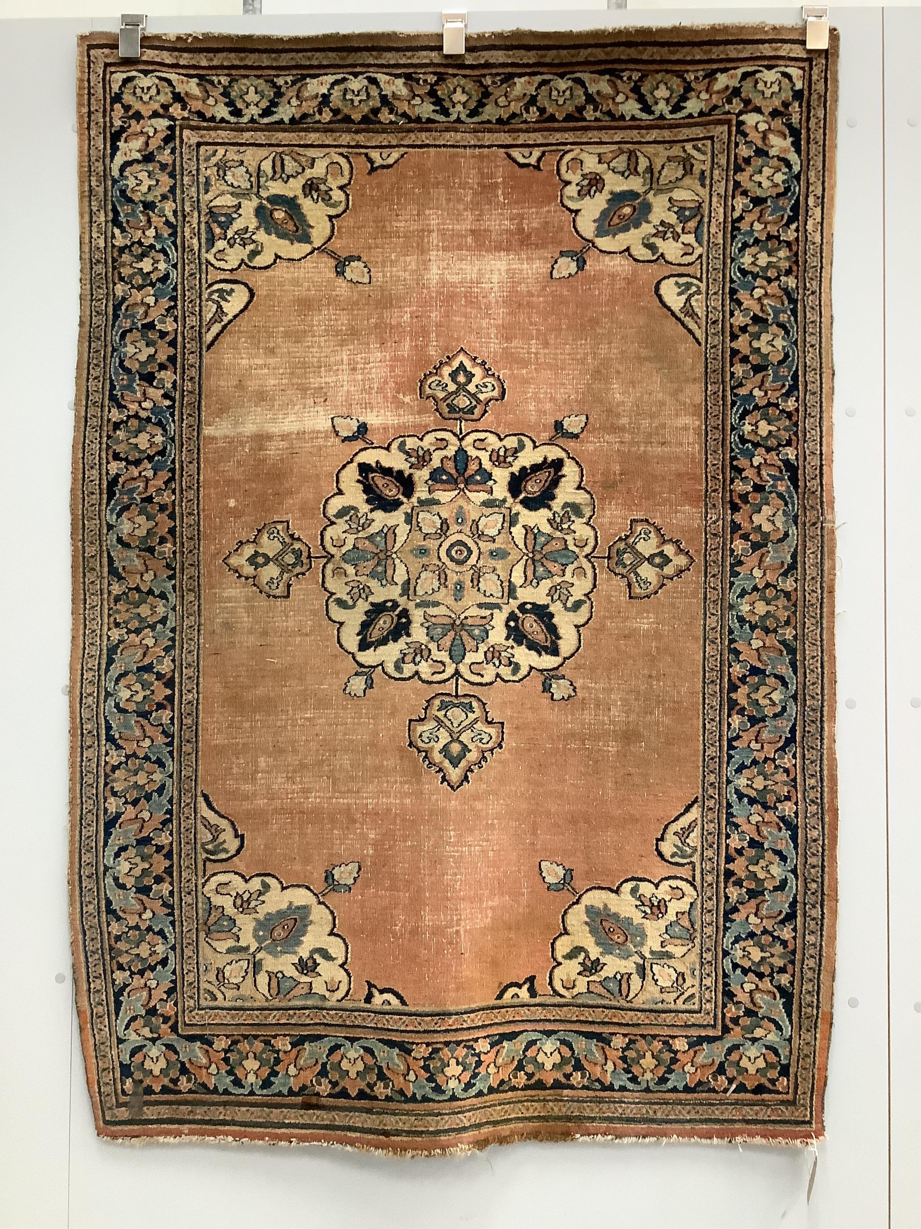 An antique Chinese rug, 160 x 120cm. Condition - fair